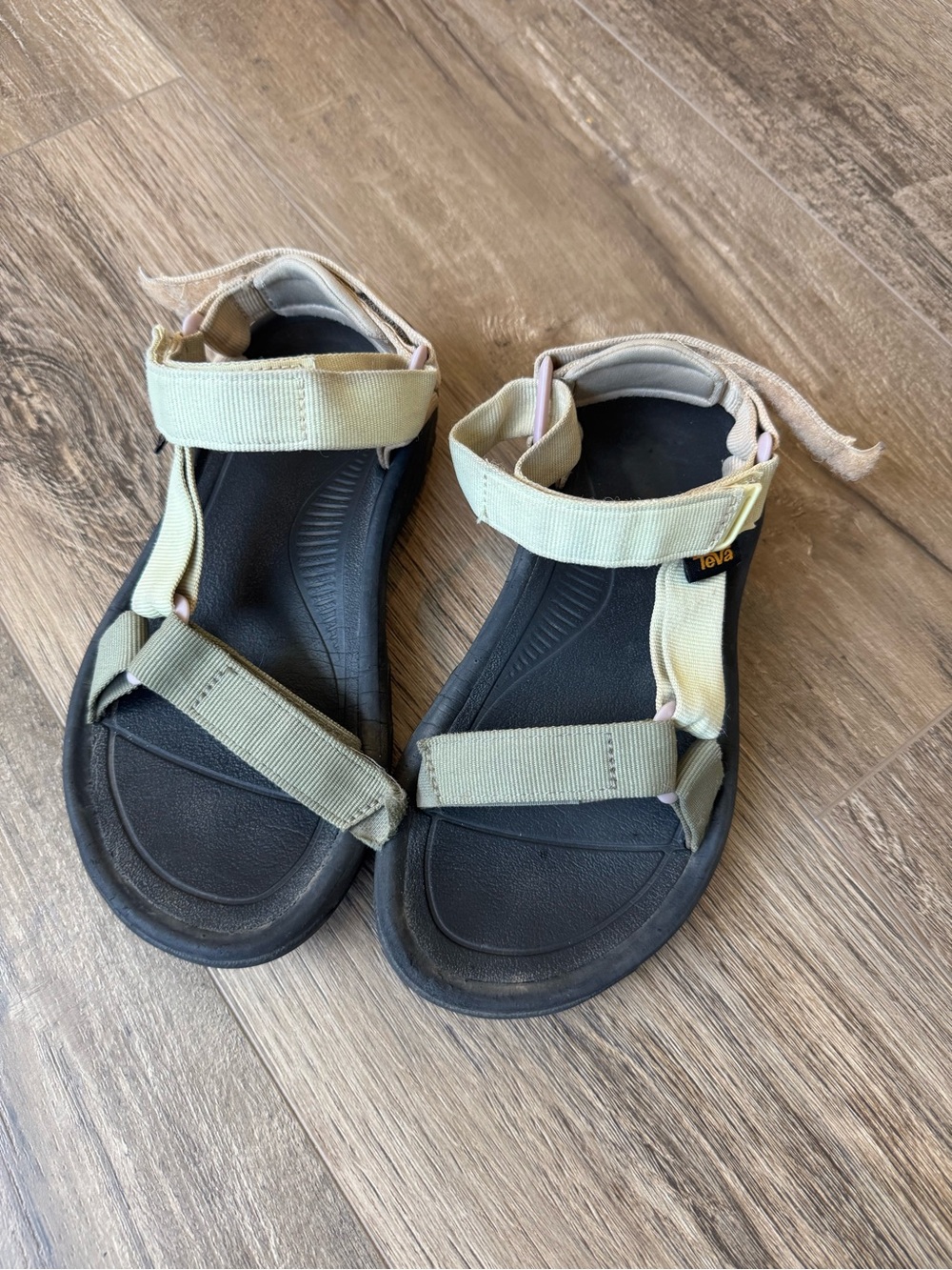 Teva Adjustable Strappy Sandals in Pale Green and Black